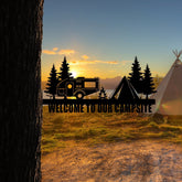 Custom Camper Camping Metal Tree Stake, Steel Wildlife Art Laser Cut Metal Signs Custom Gift Ideas